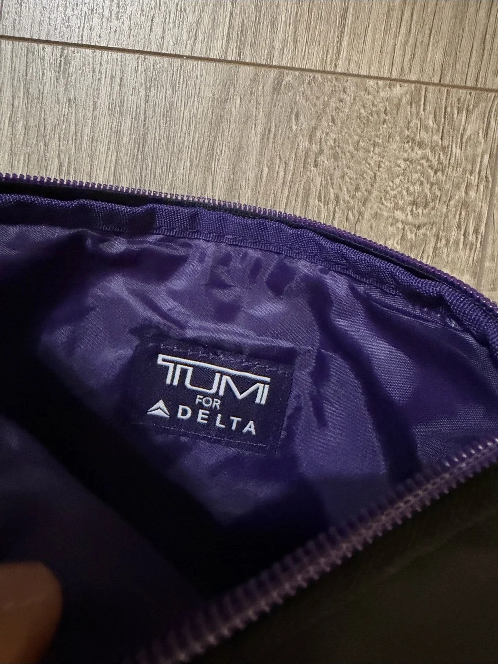Tumi Black Nylon Travel Pouch with Purple Zipper Trim